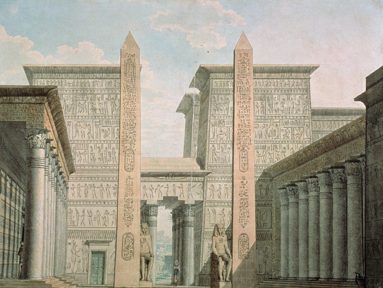 Indgangen til templet, akt I scene iii, scenografi til 