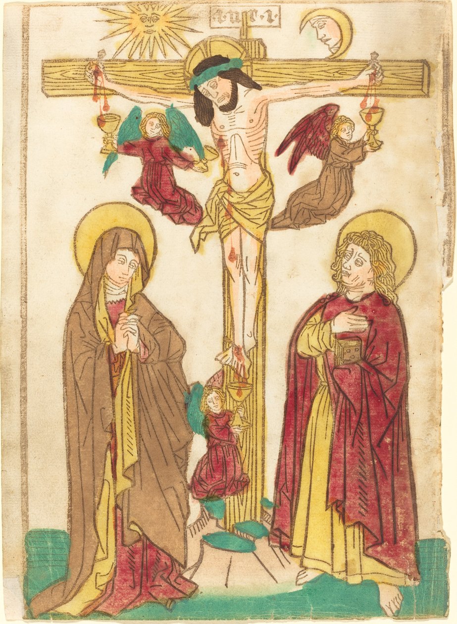 Kristus på korset med engle af German 15th Century