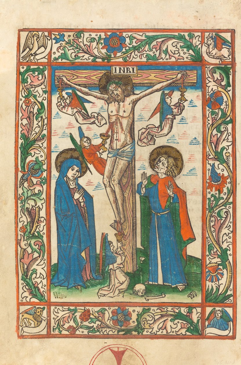 Kristus på korset med engle af German 15th Century