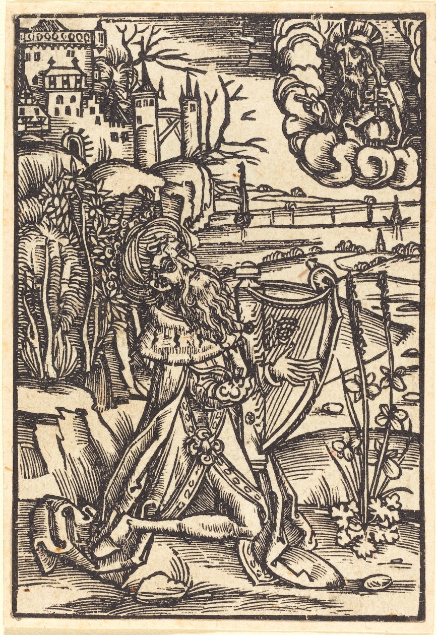 David spiller på harpe af German 15th Century