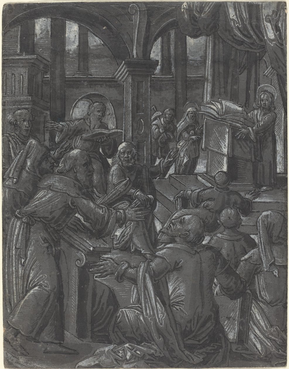 Kristus strides med lægerne af German 16th Century