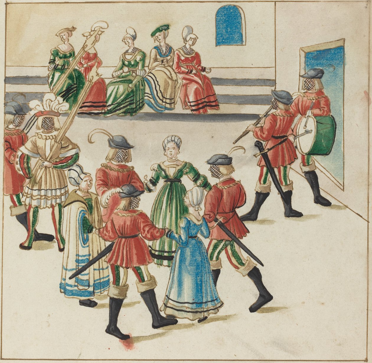 Tre par i en cirkeldans af German 16th Century