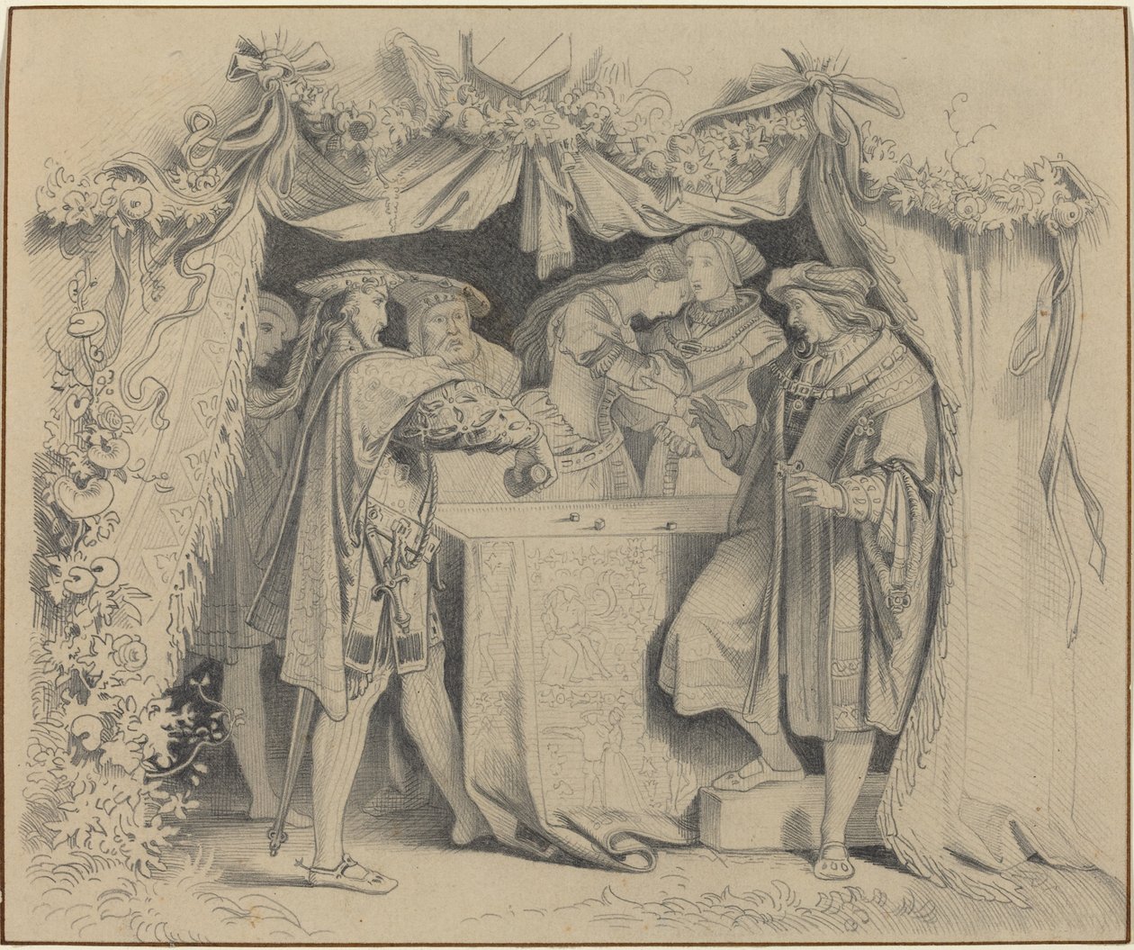 Mænd kaster terninger af German 19th Century