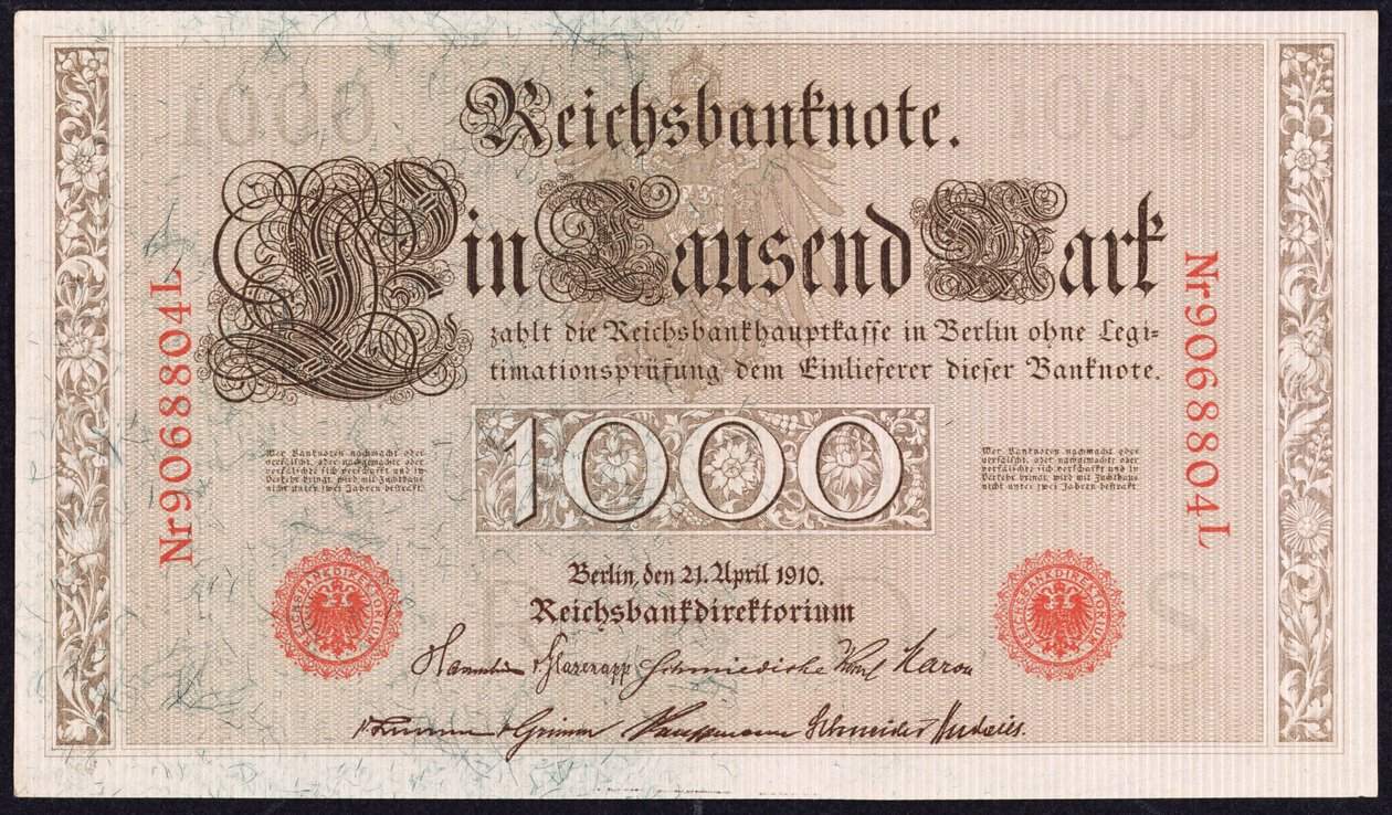 En tusind mark seddel, 1910 af German School