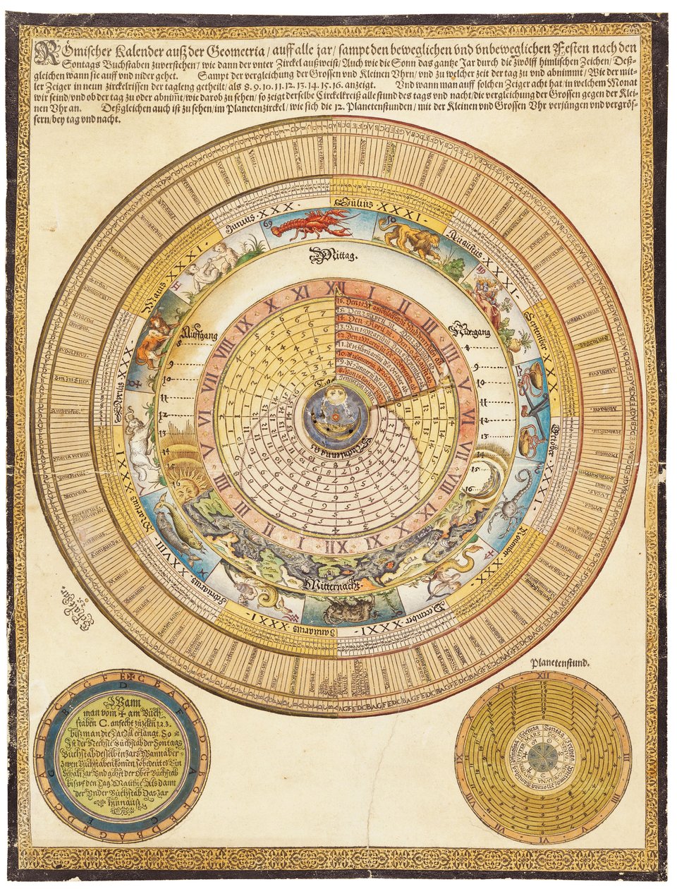 A wall calendar with volvelle, 16th centurydani af German School