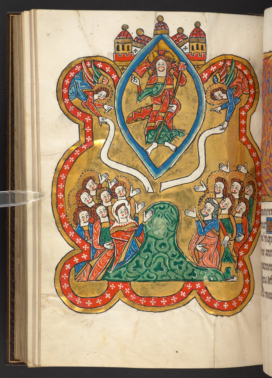 Tilføje. 60629, f.103v Himmelfarten (vellum) af German School