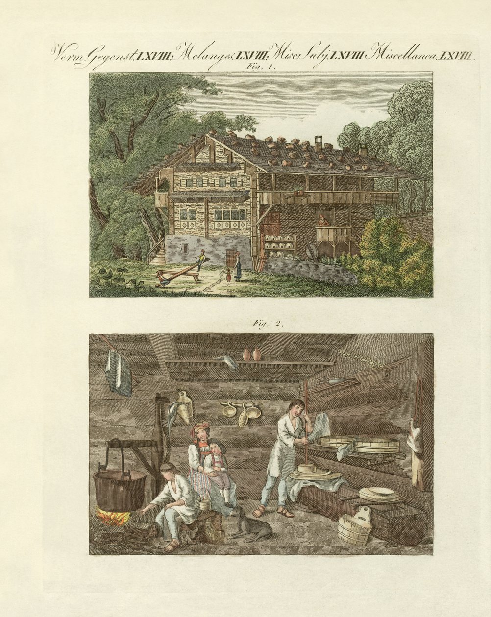 Arkitektur i Schweiz (farvet gravering) af German School