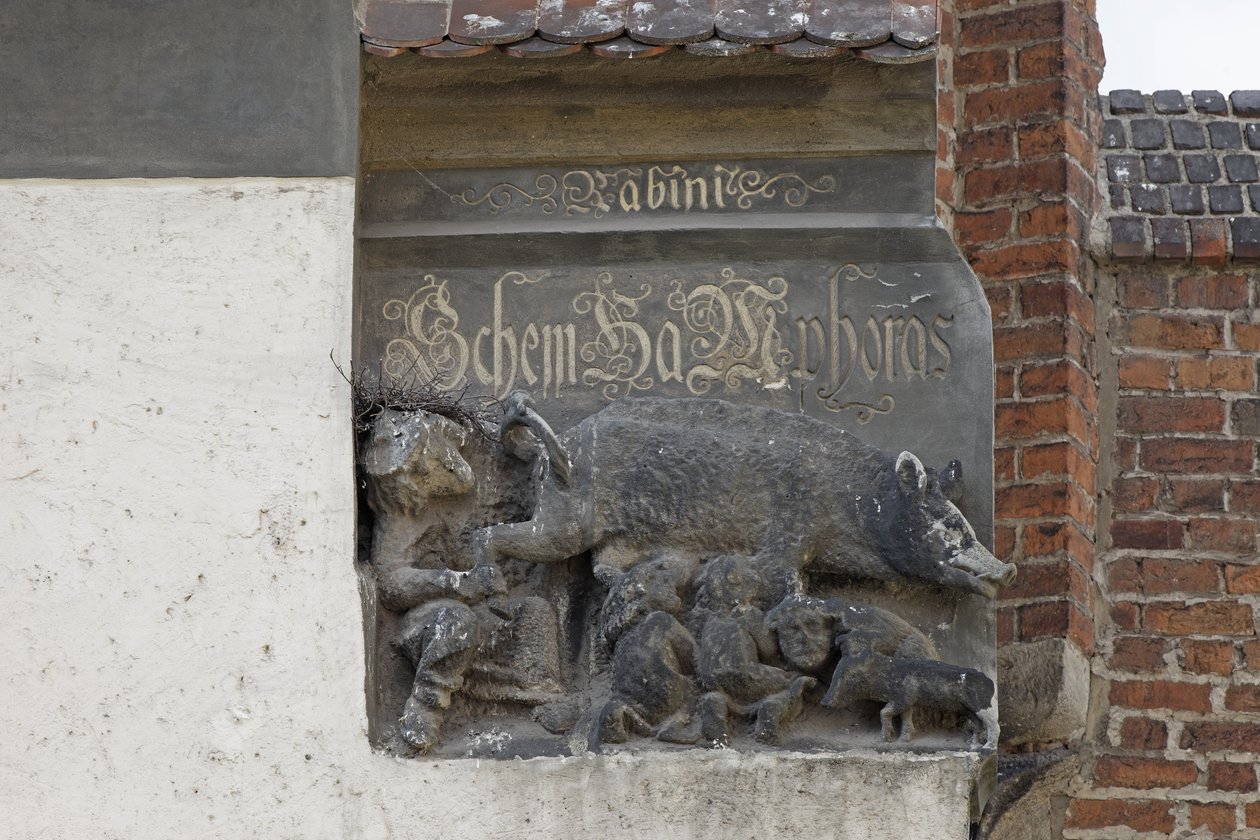 Udskæring af Judensau, ca. 1440 (sten) af German School