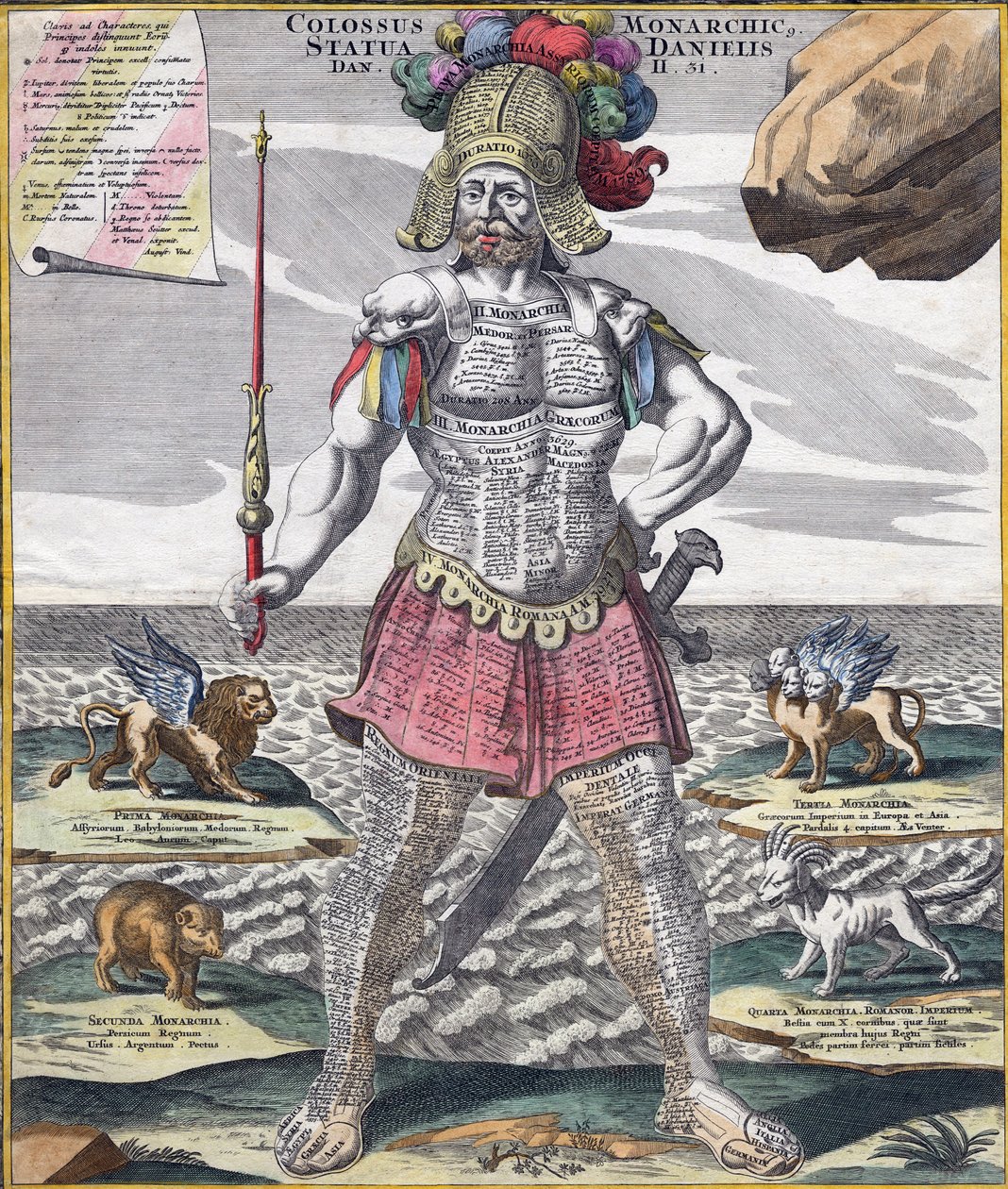 Colossal King Astride His Empire, ca. 1750 (gravering) af German School
