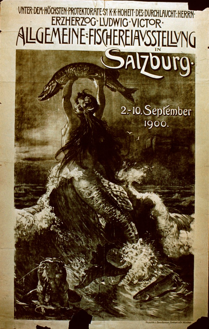 Almindelig fiskeriudstilling i Salzburg, 1900 af German School
