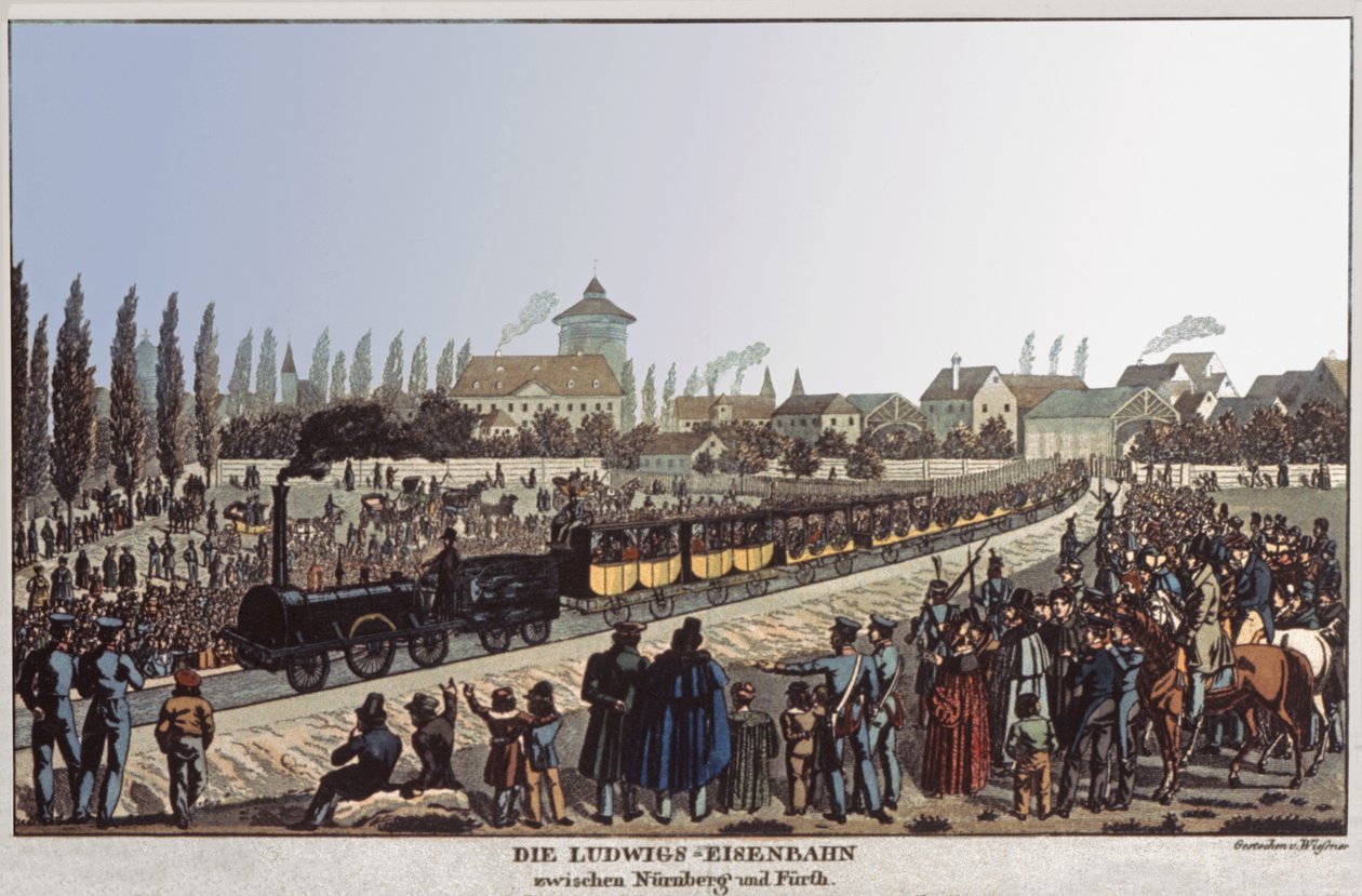 tyske Jernbaner. ca. 1830-1840 (gravering) af German School