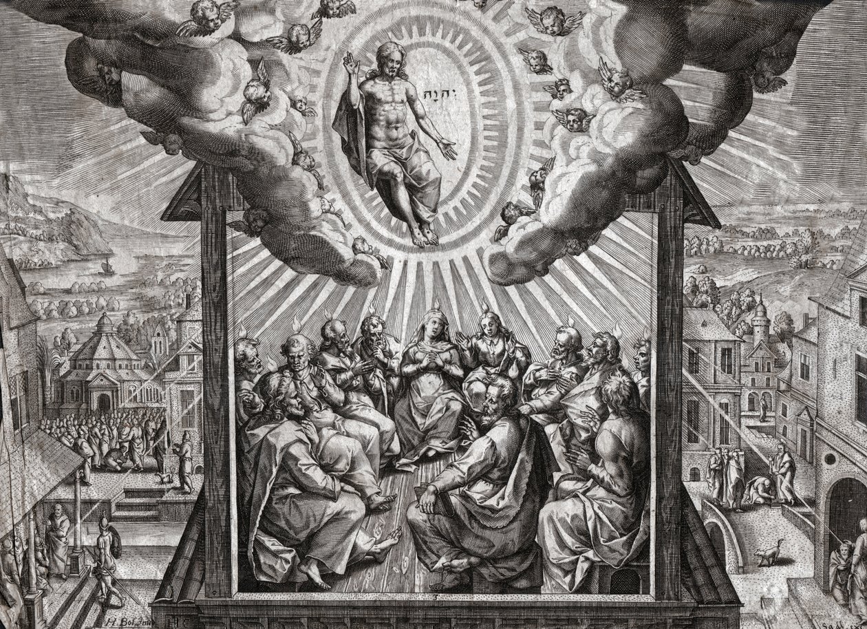 Jesus Kristus og apostlene. (gravering af German School