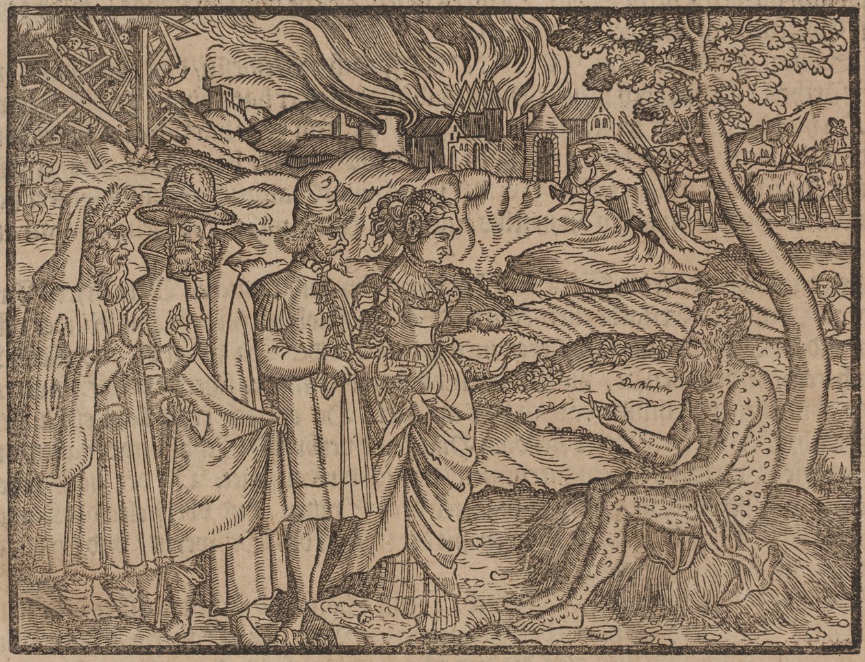 Job dækket med bylder c.1525 (træsnit) af German School