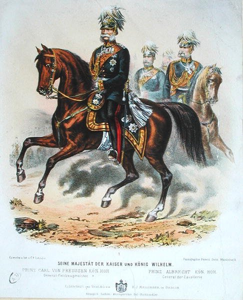 Kejser Wilhelm I (1797-1888) til hest af German School