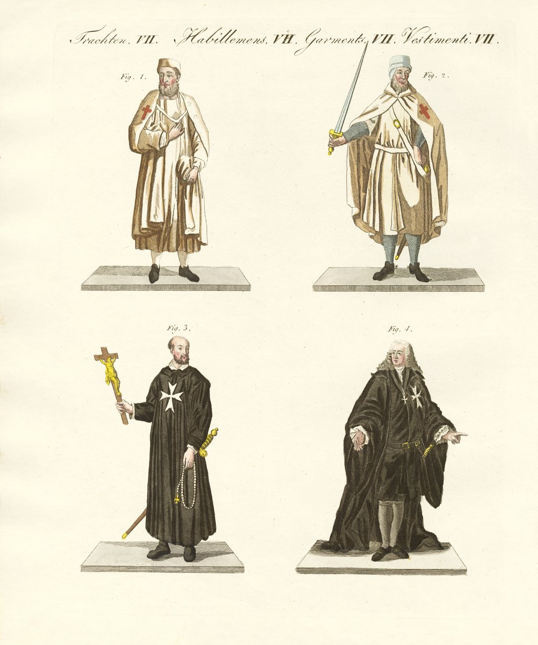 Ridderorden (farvet gravering) af German School