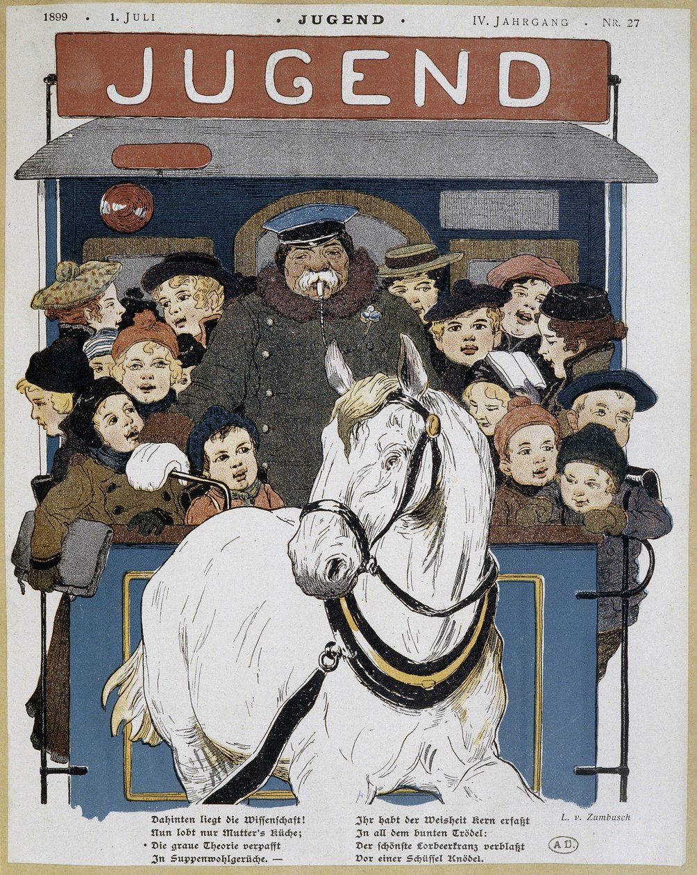 Mange børn i en omnibus -i "" Jugend""" af German School