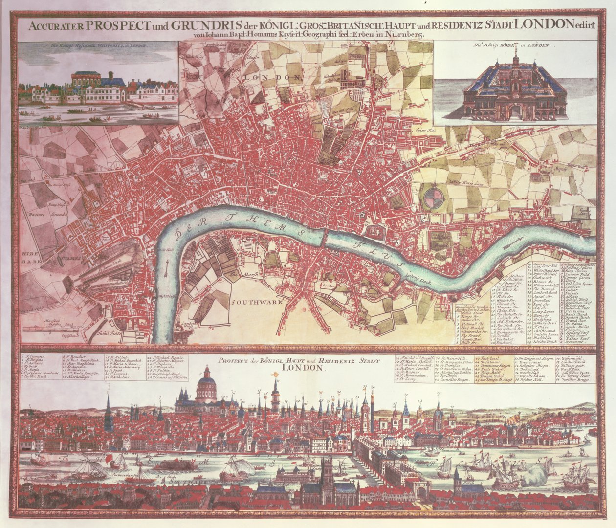 Kort over London (farvegravering) af German School