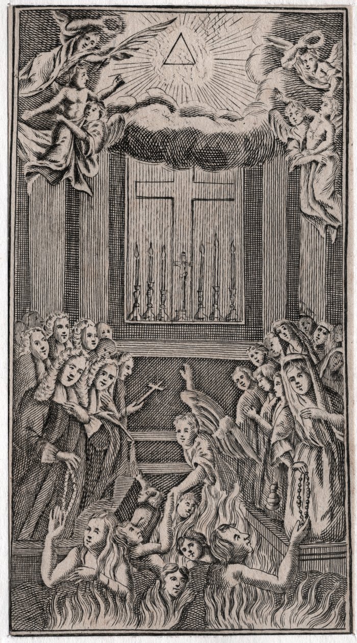 Messe i templet. (gravering af German School