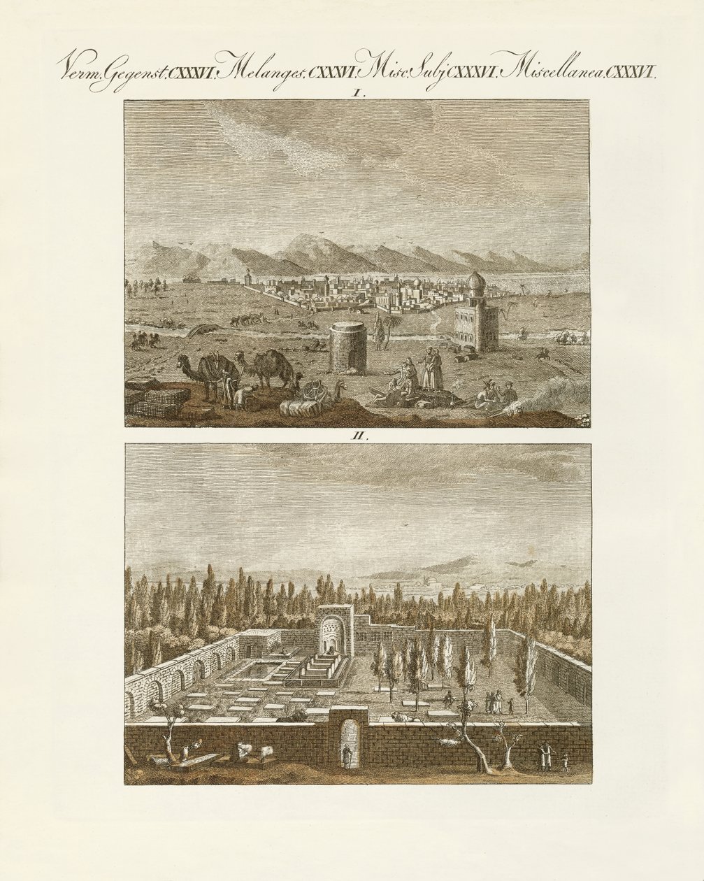 Persiske kuriositeter (farvet indgravering) af German School