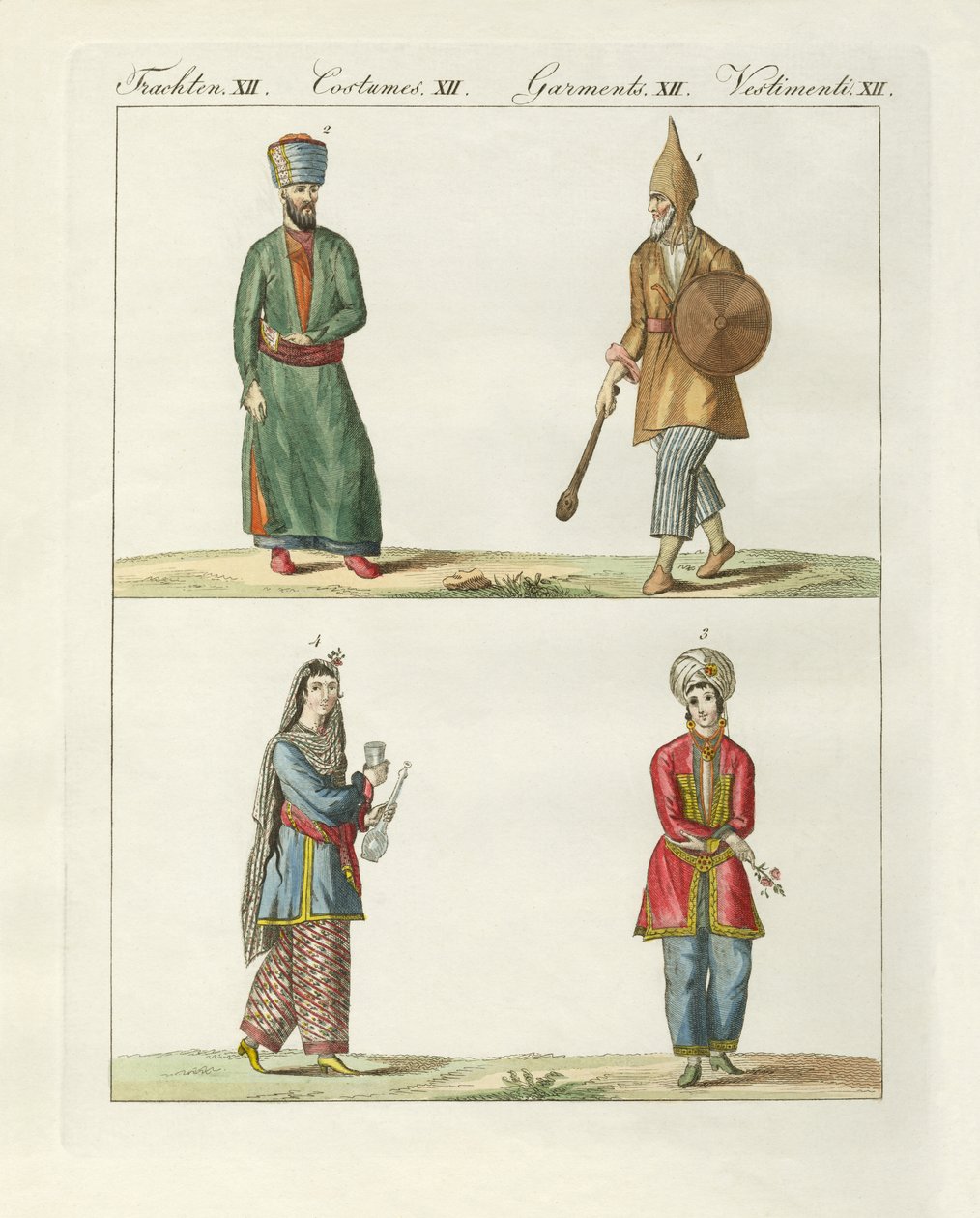 Persiske kjoler (farvet gravering) af German School