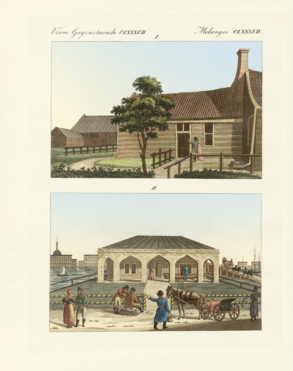 Peter den Store som tømrer (farvet gravering) af German School