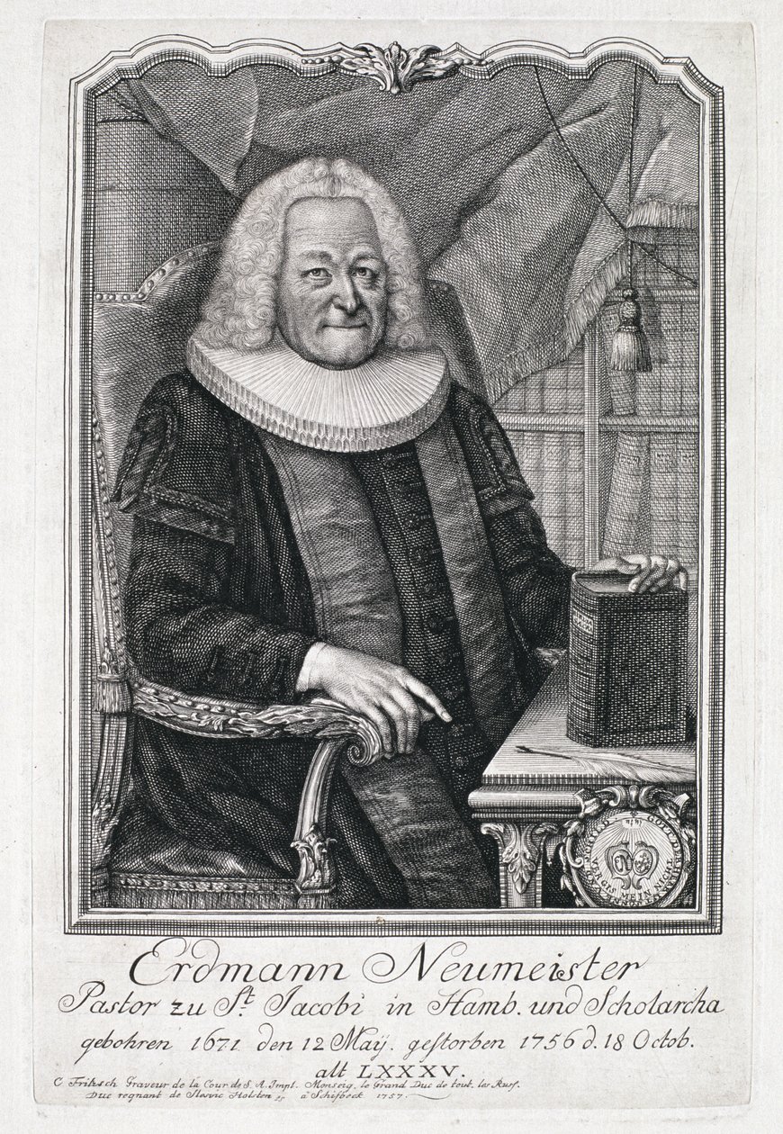 Portræt af Erdmann Neumeister (1671-1756) af German School
