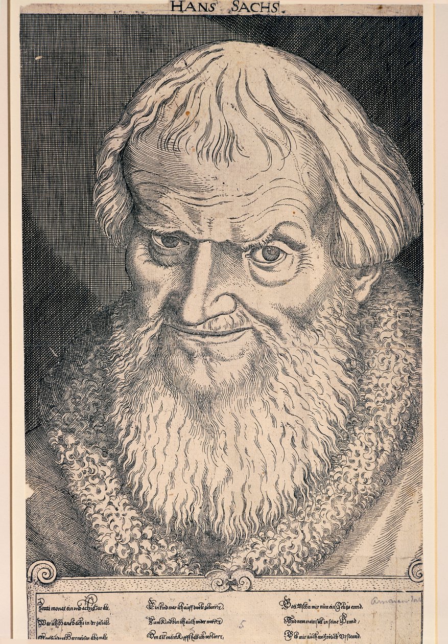 Portræt af Hans Sachs (stik) af German School