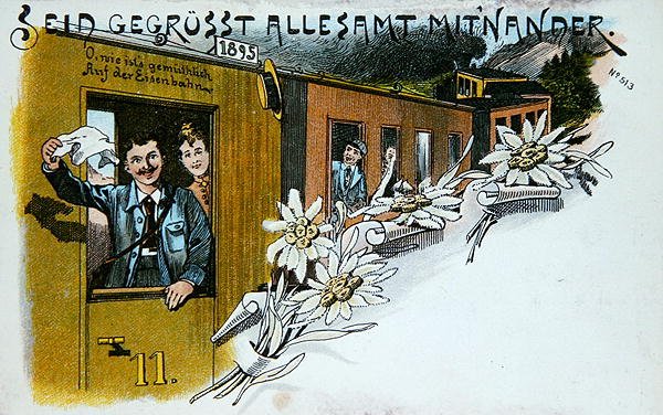 Souvenir hilsen postkort, ca. 1900 (farve litho) af German School