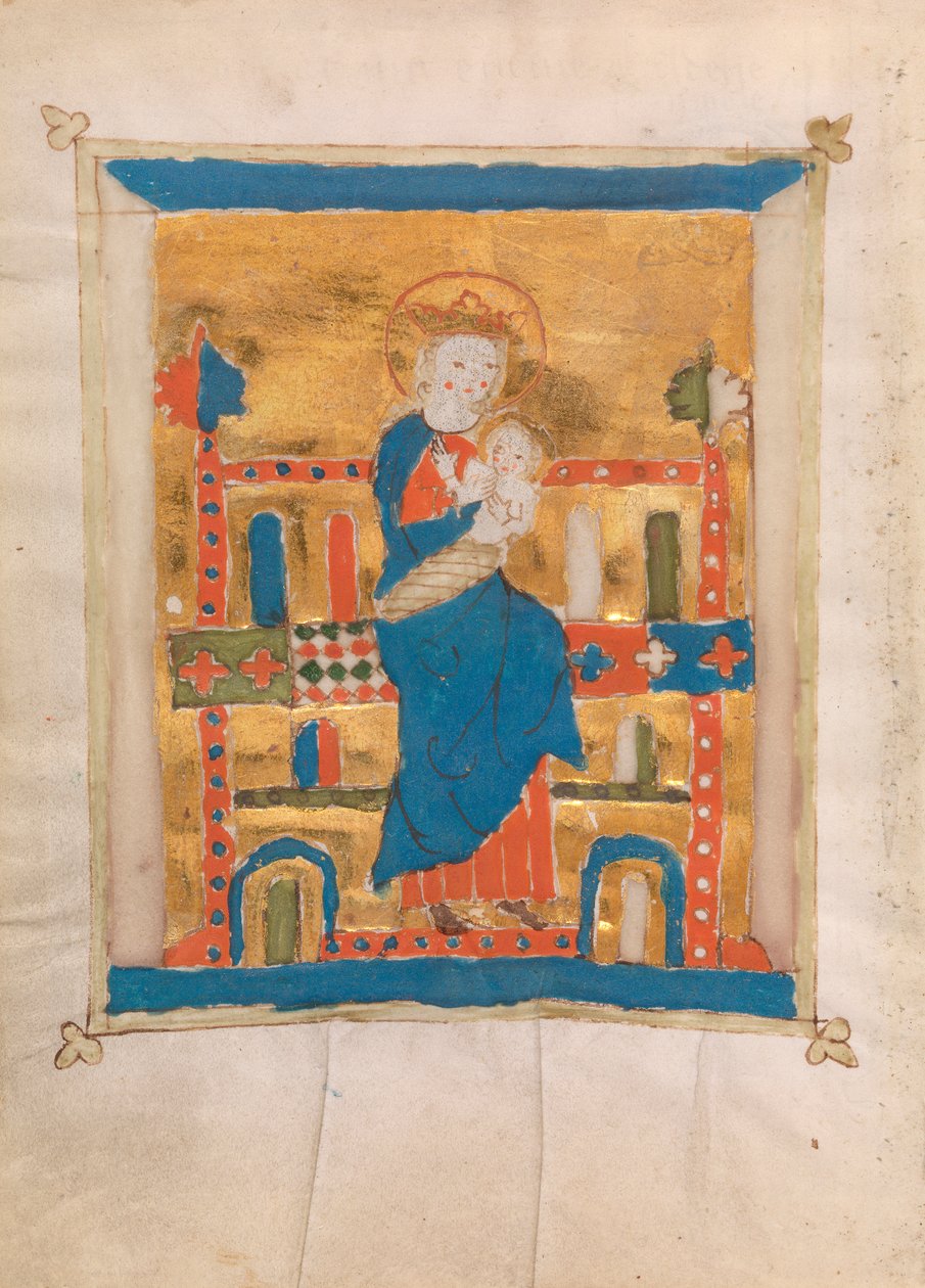 Jomfru og barn, 1400 (wc på vellum) af German School