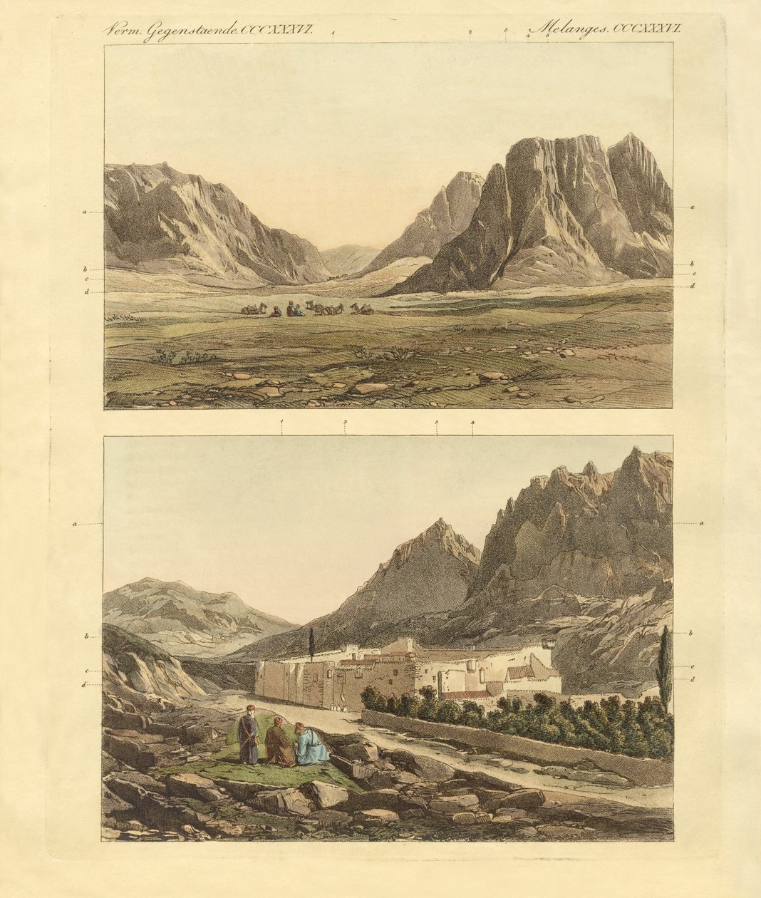 Vejen til Sinai-bjerget (farvet indgravering) af German School
