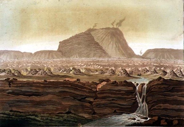 Jorullo Volcano, Mexico (farve litho) af Gerolamo Fumagalli