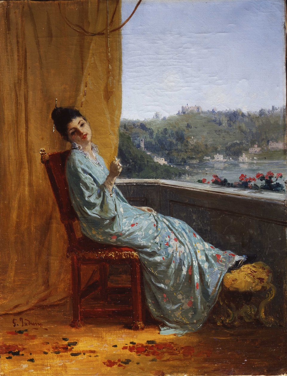 Japansk kvinde, 1880-1885. af Gerolamo Induno