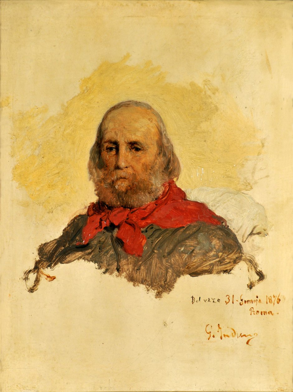 Portræt af Giuseppe Garibaldi 1807-1882, 1860. af Gerolamo Induno