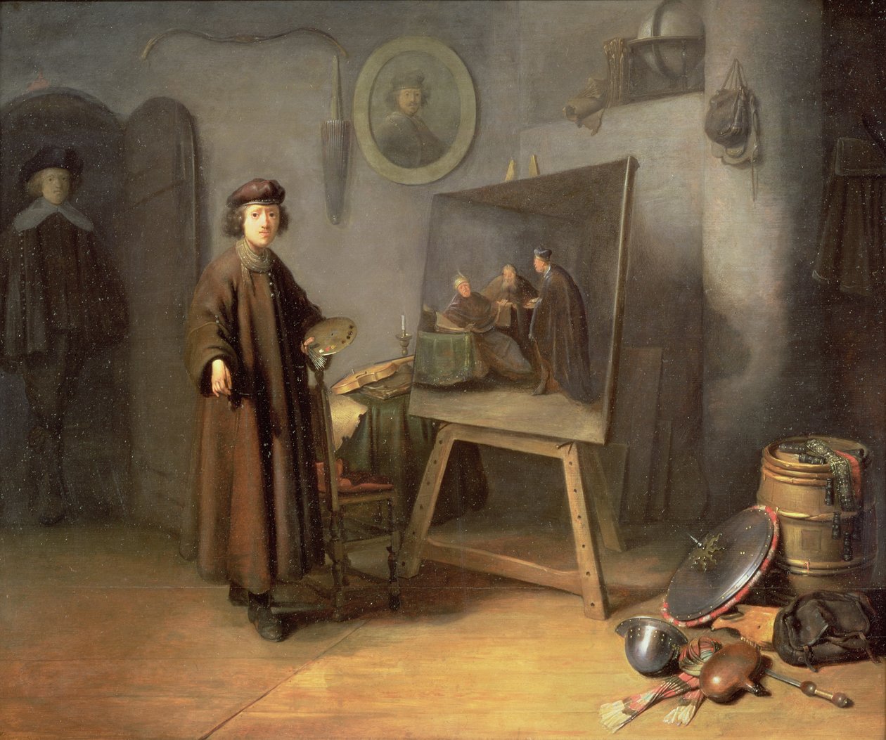 En maler i sit studie (panel) af Gerrit Dou
