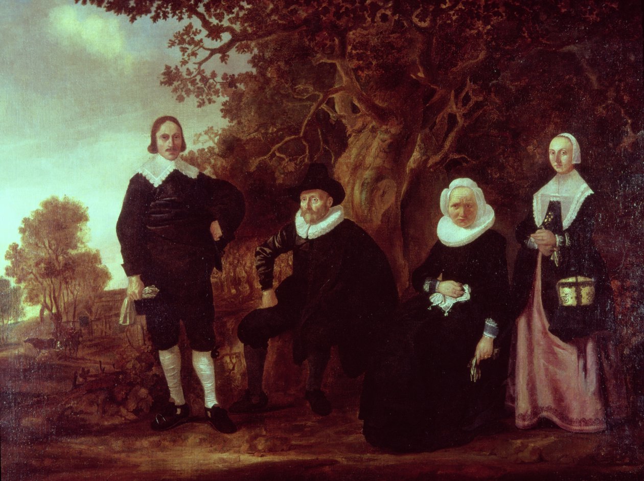 Familiegruppe i et landskab af Gerrit van Donck