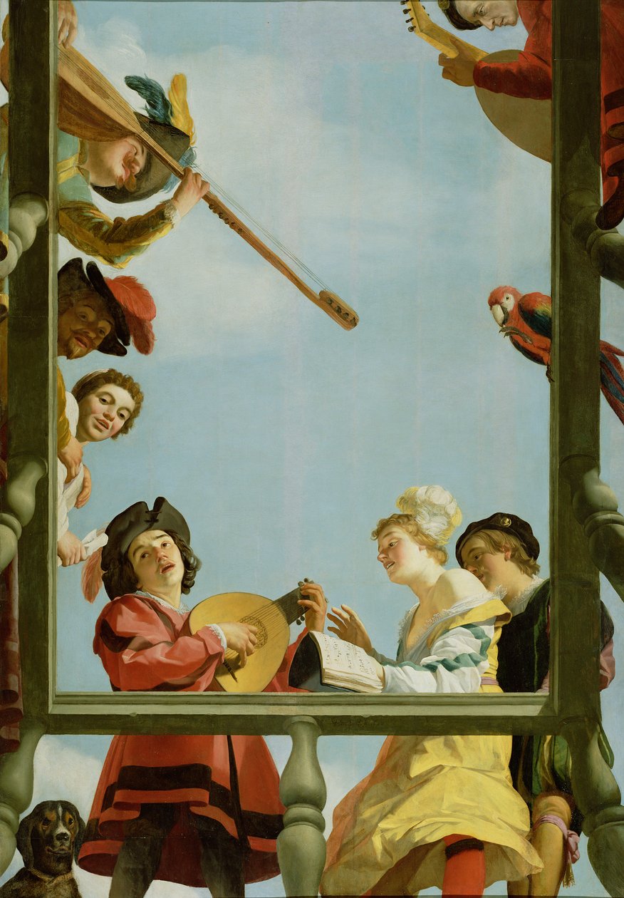 Musikalsk gruppe på en altan af Gerrit van Honthorst
