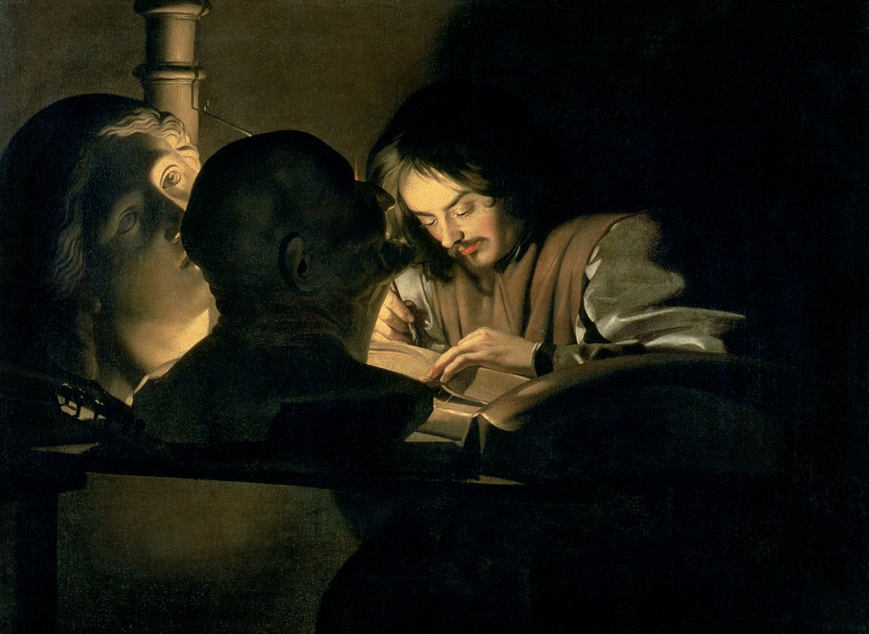 Kunstneren på arbejde af Gerrit van Honthorst