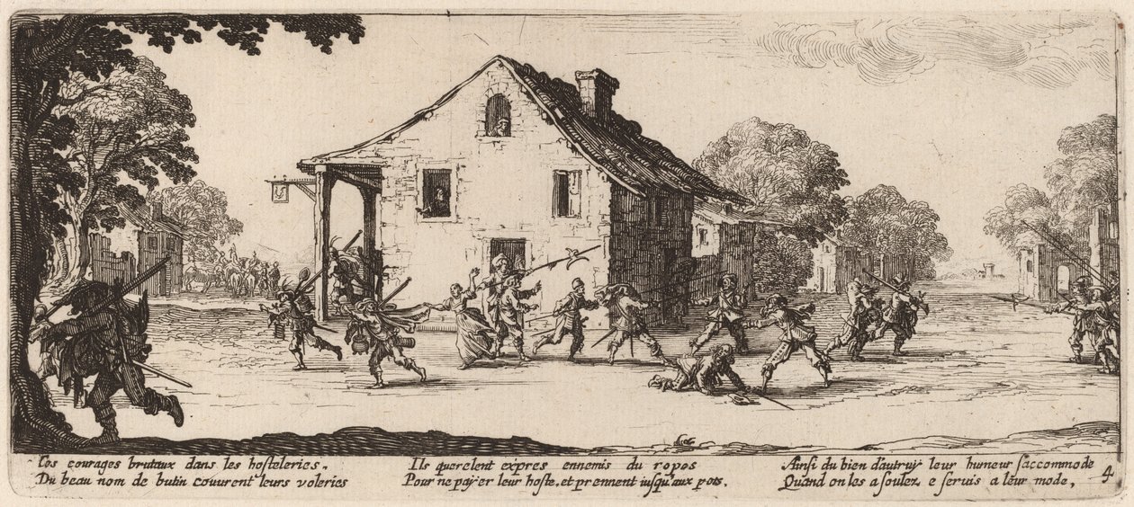 Scene med plyndring af Gerrit van Schagen after Jacques Callot