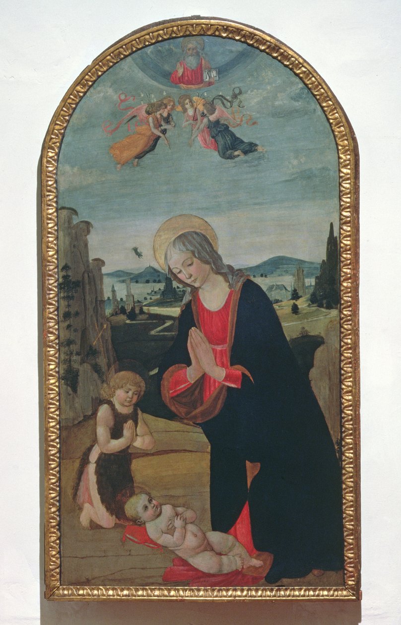 Madonna og spædbarnet Sankt Johannes Døberen tilbeder Kristusbarnet (panel) af Gherardo di Giovanni