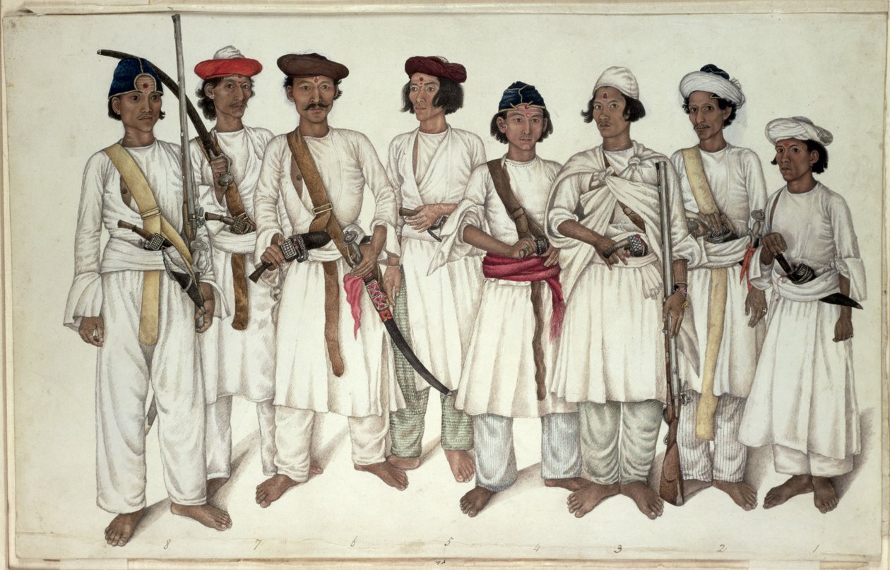 Otte Gurkhaer, 1815 af Ghulam Ali Khan