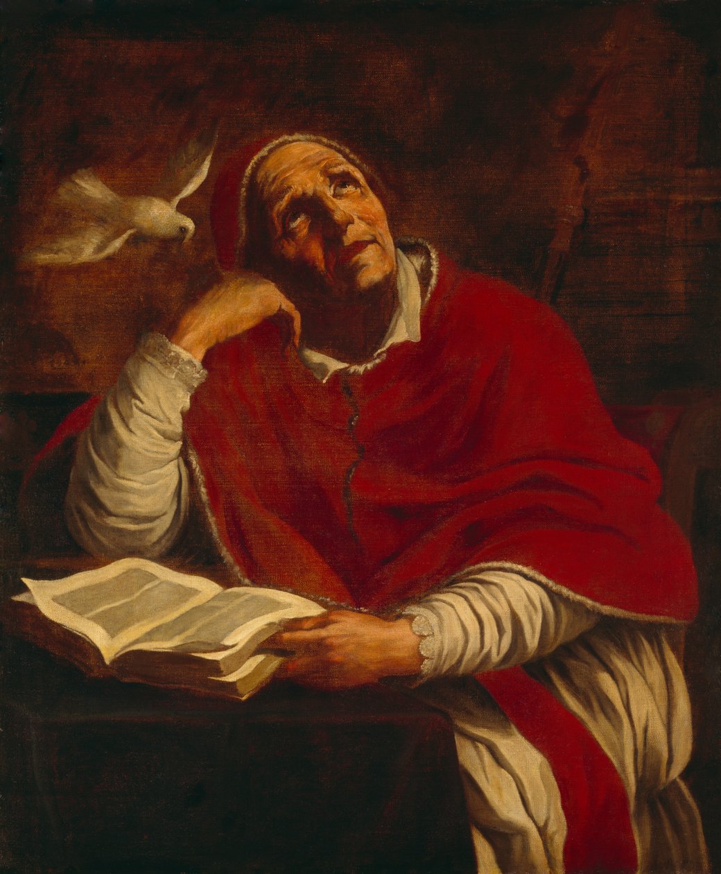 St. Gregory (olie på lærred) af Giacomo Cavedone