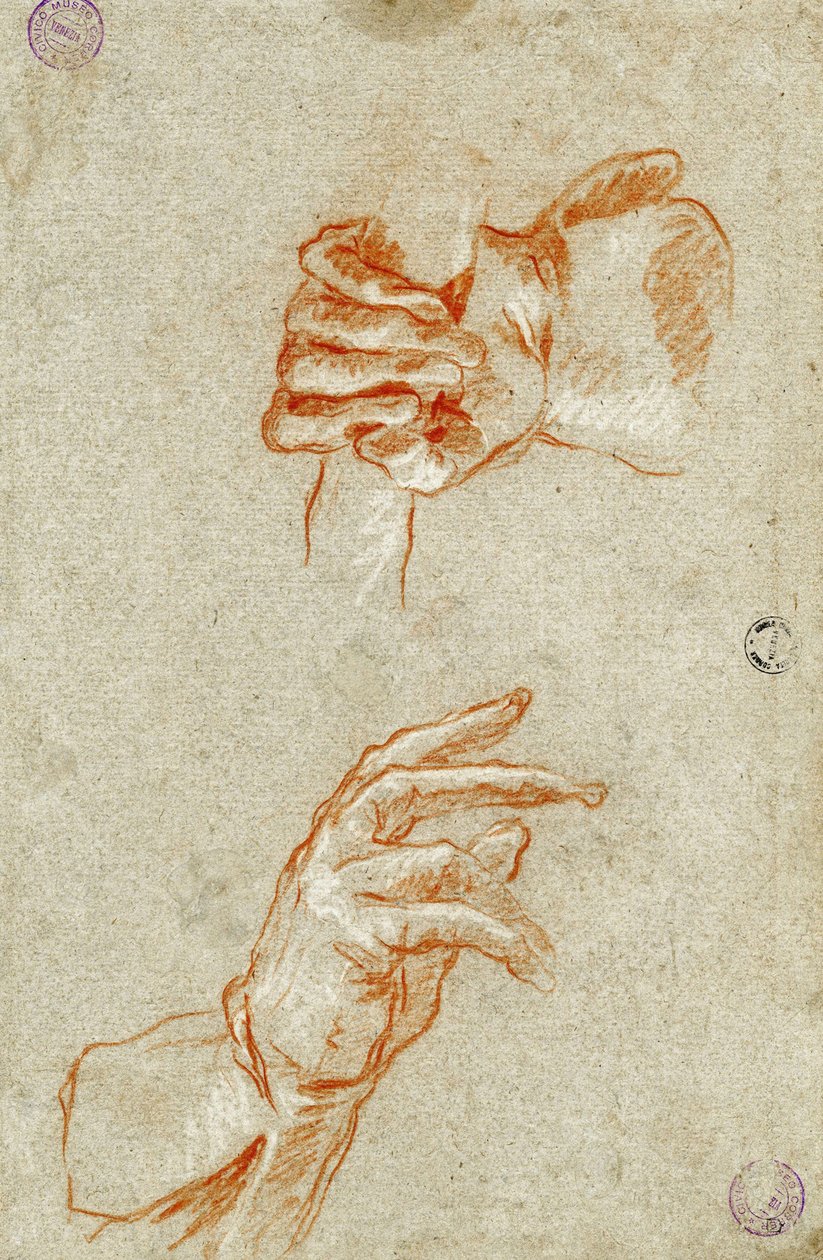 Studie af hænder. af Giambattista Tiepolo