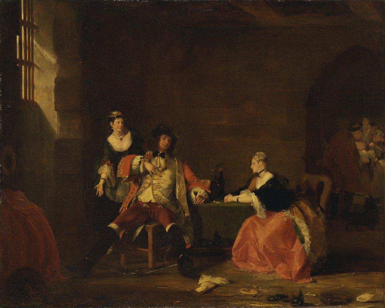 Kaptajn Macheath opskåret af Polly og Lucy i tiggeroperaen, 1826 af Gilbert Stuart