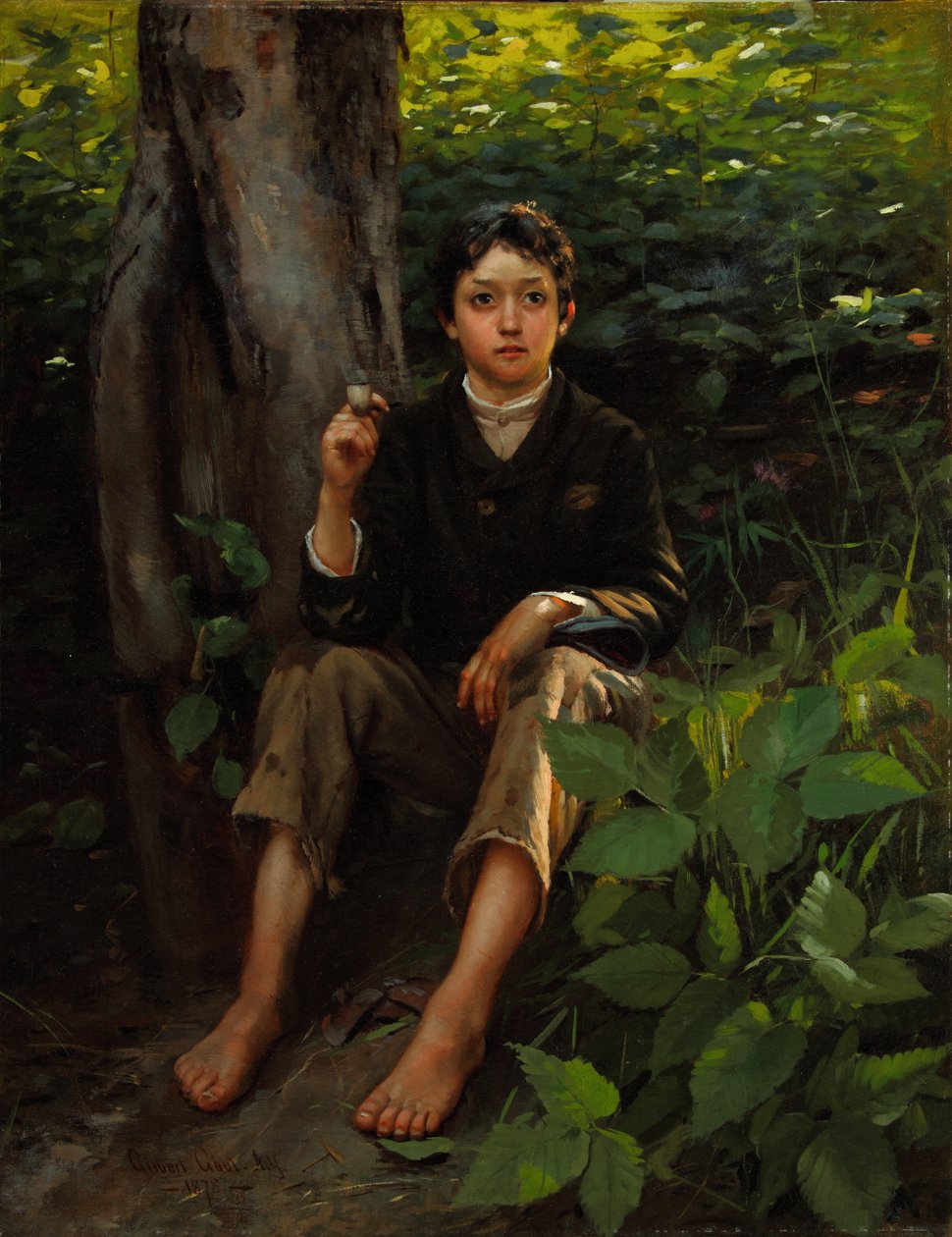 Hans første røg 1878 (olie på lærred) af Gilbert Gaul