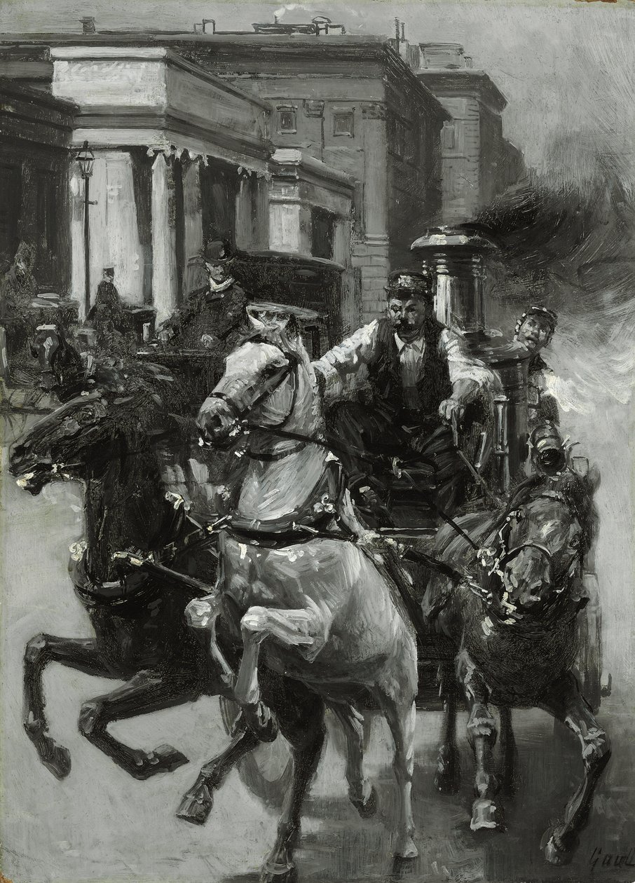 Rush to the Fire, ca. 1900 af Gilbert Gaul