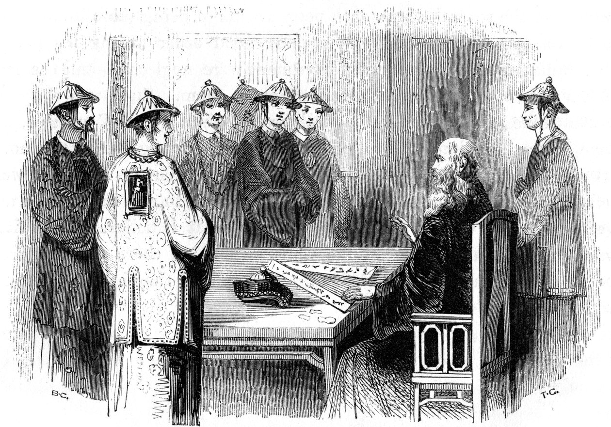 Confucius og hans disciple, 5. århundrede f.Kr., 1847 af Giles