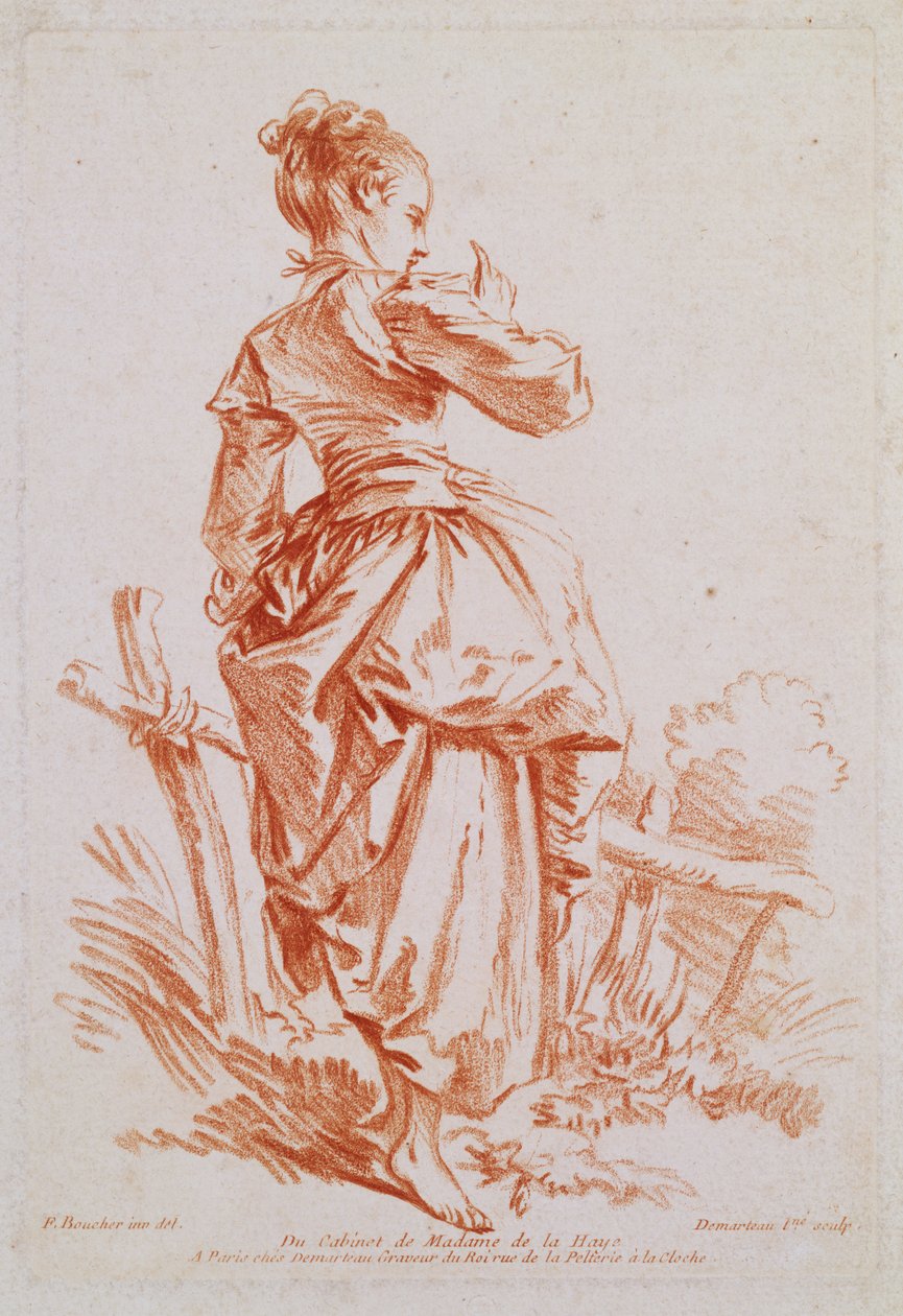 Hyrdinde (radering efter Boucher); af Giles Demarteau
