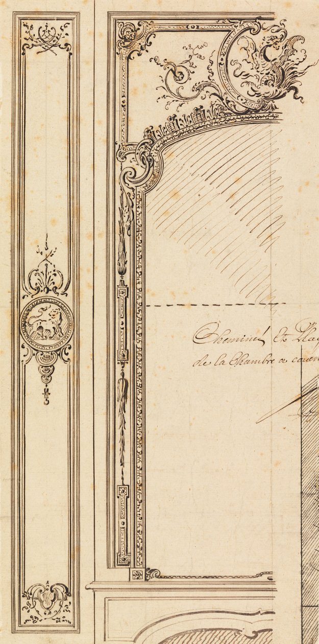 Design til Overmantel; recto, Planer for Lister af Gilles Marie Oppenord