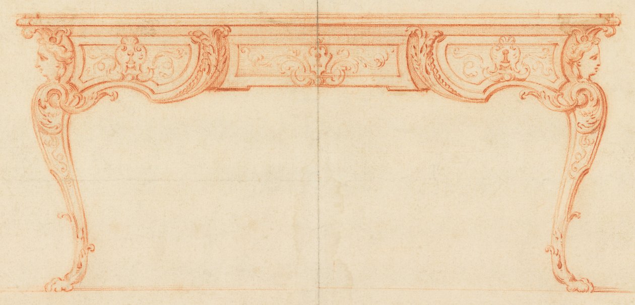 Elevation-of-a-Writing-Desk beskåret af Gilles Marie Oppenord