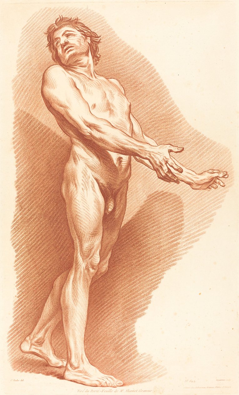 Akademi (642) af Gilles Antoine Demarteau after Carle Van Loo